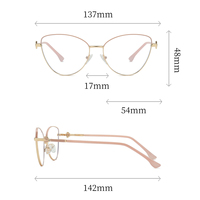 Monture de lunettes optiques œil-de-chat pleine monture personnalisée avec logo, pour femmes, en métal or rose, verres PC, anti-lumière bleue, OEM ODM, vente en gros