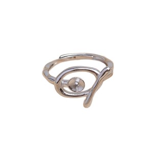 Anneaux de mode en argent S925, accessoires de bricolage - Anneau ouvert lisse A6028 avec perle de bambou nouée de 7-8 mm, bijoux A6028 - Product Image 5