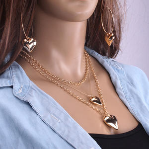 Collier multi-couches en forme de cœur, pendentif en alliage de zinc, bijoux de mode pour femmes, cadeau - Product Image 2