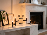 Candélabre pliable en métal à 6 bras, porte-bougie conique noir, petit volume d'emballage, décoration de centre de table pour mariage, fête à domicile
