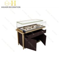 Vitrine de présentation de bijoux en verre étanche avec support métallique pour magasin, meuble de présentation de bijoux