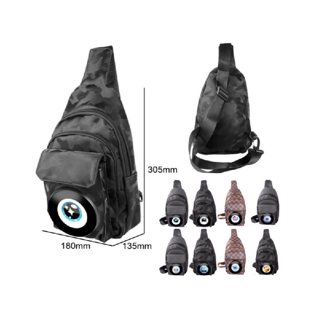 Outdoor Bag Loudspeakers Bluetooth 5.3 1500mAh 10W Speaker with TF/USB/FM Touch Control 8 Expressions & Display