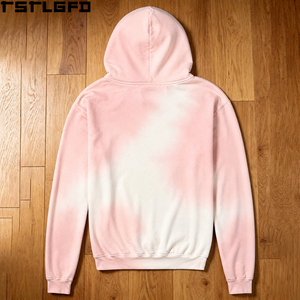 Sweat à capuche rose teinté par immersion OEM/ODM pour hommes, avec strass colorés et clous en V, style streetwear, vente en gros en vrac - Product Image 5