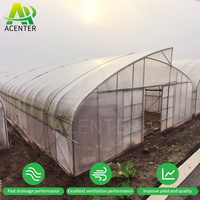 Acenter Grande serre agricole à travée unique de 8x30m Toiture en dents de scie évents latéraux Film PE 200 micron certifié CE pour Tropical