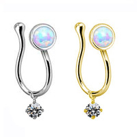 1 pièce en laiton cristal fleur papillon CC faux anneau de nez indien pour femmes Non Piercing Zircon Clip sur Dangle coeur manchette de nez