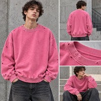 Sweat-shirt Homme Vintage Délavé et Vieilli, Col Rond Oversize, Style Streetwear, Vente en Gros, Mode Décontractée, Personnalisable OEM ODM