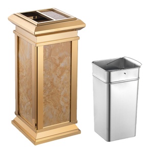 Instalación pública Cubo de basura de acero inoxidable Cubo de basura duradero de gran capacidad Contenedor de basura moderno para vestíbulo de hotel y oficina - Product Image 3