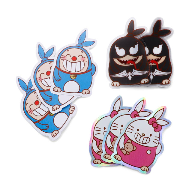 Waterproof Vinyl Holographic Laptop Stickers Cute Decorative Glitter Die Cut Design for Crafts Photo Frames 'Happy Too' Theme
