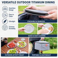 KEITH TI5513 Assiette Ronde en Titane Pur Portable pour Camping en Plein Air, Plateau de Cuisson à la Vapeur, Vaisselle