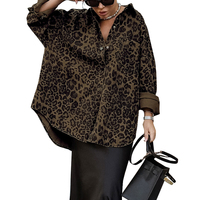 Veste décontractée en satin imprimé léopard vintage à la mode d'automne avec décoration de boutons respirants et remplis de coton à manches longues