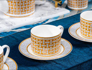 Service à café et à thé plaqué or, prix d'usine en Chine, ensemble de tasses et de soucoupes, approvisionnement en usine pour les fêtes - Product Image 5