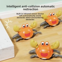 Jouet musical rechargeable pour bébé en forme de crabe rampant avec évitement d'obstacles par induction, lumière LED et jouets sensoriels pour le temps sur le ventre pour enfants