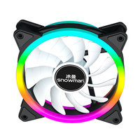 Ventilateur de boîtier PC SNOWMAN EF120-ARGB-BK 120mm Noir ARGB 45CFM avec Halo extérieur, PWM, roulement hydraulique, synchronisation 5V 3 broches, vente en gros