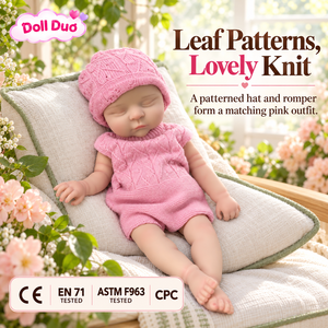 ตุ๊กตาซิลิโคน DollDuo ขนาด 13 นิ้ว แบบสั่งทำพิเศษ ตุ๊กตาเด็กแรกเกิดหลับตา ชุดหมวกไหมพรมสีชมพู วาดลายด้วยมือ ของเล่นนุ่มนิ่ม ของขวัญคริสต์มาส - Product Image 2