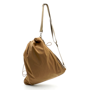 Korean Made Light <b>Weight</b> Nylon Bag In Misty Tan With A Side Zipper For Easy <b>Storage</b> And A Detachable Strap - Product Image 6