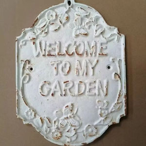 <span class=keywords><strong>Giardino</strong></span> rustico benvenuto al mio <span class=keywords><strong>giardino</strong></span> in ghisa segno <span class=keywords><strong>di</strong></span> targa porta muro cancello <span class=keywords><strong>di</strong></span> casa recinzione per il giardinaggio amanti regali - Product Image 1