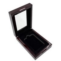 Boîte de rangement pour pièces de monnaie en bois laqué cerise avec couvercle en verre – Offre spéciale