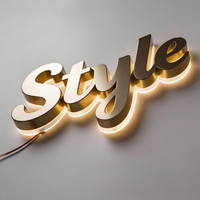Lettres lumineuses décoratives 3D en acier inoxydable rétroéclairées, logo personnalisé, enseigne lumineuse 3D, enseigne LED personnalisée pour entreprise