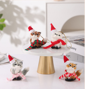 Plush Simulation <strong>Christmas</strong> Hat <strong>Fox</strong> Simulation Plush <strong>Fox</strong> Lanyard Toy <strong>Christmas</strong> Pendant <strong>Decoration</strong> - Product Image 2