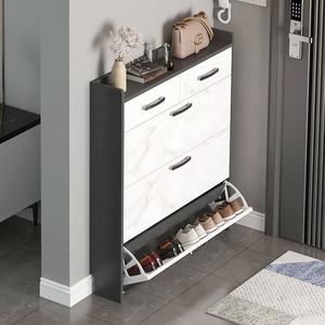 Scarpiera Salvaspazio in Legno Bianca a 4 Ripiani, Organizer Moderno da Appendere Dietro la Porta - Product Image 3