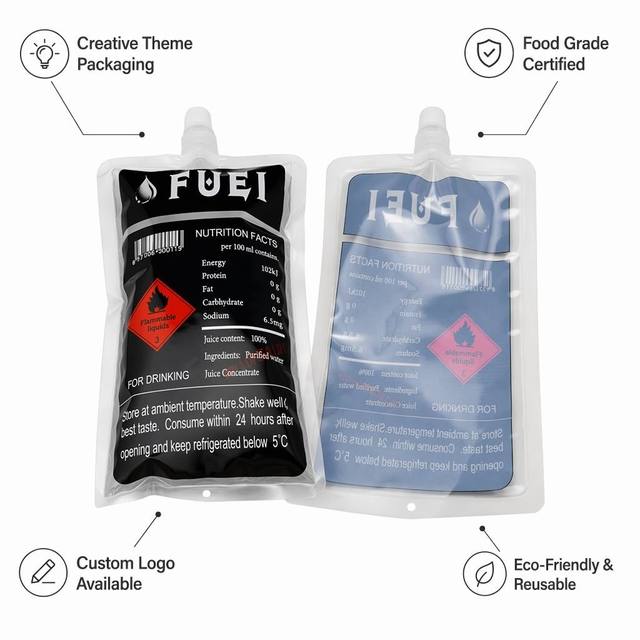 Custom Biodegradable PET/PE Plastic Blood Spout Pouch Reusable Food Grade Moisture Proof Packaging for Liquid Juice Vodka Beer