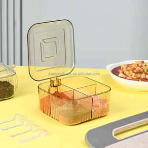 Nouvelle Boîte à Condiments et Épices Hermétique en <span class=keywords><strong>Plastique</strong></span> à 4 Compartiments avec Couvercle et Cuillère pour Rangement de Cuisine - Vente Chaude 2026 - Product Image 2