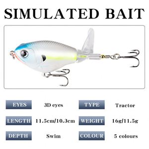 Señuelo de Pesca Whopper Plopper de Alta Calidad, 103 mm, 11.5 g, 5 Colores Disponibles, Cola Giratoria Flotante para Pesca en Agua Salada, Salmón, Marlín - Product Image 3