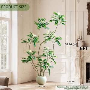 Árbol Artificial de <span class=keywords><strong>Acacia</strong></span> de 180 cm (6 pies) con Flores de Sophora Japonica Blancas y Maceta Blanca para Decoración del Hogar o Bodas - Product Image 6