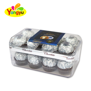 Nouveauté : Bonbons au chocolat en forme de boule croustillante aux noisettes, enveloppés de feuille d'argent, boîte transparente de 16 pièces, vente en gros - Product Image 4