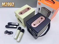 Altavoz M2002 Super Bass de Alta Calidad, Altavoz Portátil para Karaoke con 2 Micrófonos Inalámbricos para Fiestas al Aire Libre, DJ y KTV Familiar