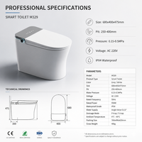 WC intelligent sans réservoir avec chasse d'eau par siphon, siège chauffant, matériau céramique, télécommande
