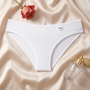 Culottes côtelées en coton pour femmes, couleur unie, taille mi-haute, sous-vêtements féminins doux et respirants pour usage quotidien, lingerie - Product Image 4