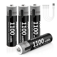 Batterie rechargeable USB-C au lithium-ion AAA 1,5 V 1100 mWh avec logo personnalisé pour télécommande de serrure intelligente