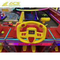 Machine de jeu de course de voitures sur circuit multi-stations ACS avec contrôles de direction pour circuit incurvé, équipement d'arcade intérieur