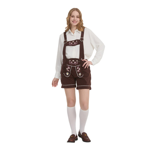 Pantalones Cortos con Tirantes, Estilo Tradicional <span class=keywords><strong>Lederhosen</strong></span>, Costuras Decorativas, Color Marrón Clásico, Eventos, Directo de Fábrica, CE CPC UKCA - Product Image 1