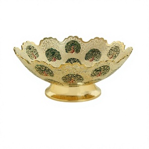 Cuenco Oriental de Latón Hecho a Mano con Grabado de Pavo Real, Frutero Decorativo de Metal Pulido para Regalo, Bodas, Suministros al por Mayor - Product Image 1