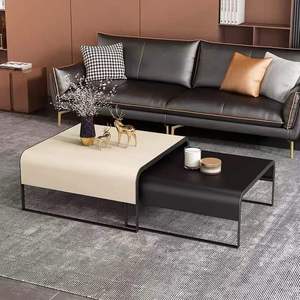 Js T078 đẹp da đồ nội thất vuông mở rộng Modular Bàn cà phê kim loại màu đen khung <span class=keywords><strong>Low</strong></span> <span class=keywords><strong>End</strong></span> Bảng bộ - Product Image 2