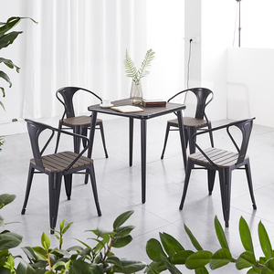 Kim loại + tái chế nhựa gỗ ngoài trời bàn ăn đồ gỗ ngoài trời đặt Bàn cà phê bằng gỗ ghế - Product Image 3