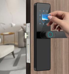 Système d'entrée sans clé pour appartement en stock au Brésil, déverrouillage par empreinte digitale/carte/mot <span class=keywords><strong>de</strong></span> <span class=keywords><strong>passe</strong></span>, poignée battante, serrure intelligente pour porte en bois et alliage d'aluminium - Product Image 3