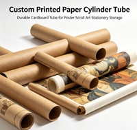 Tube cylindrique en papier kraft imprimé sur mesure, tube en carton durable, pour affiches, rouleaux d'art, papeterie, avec fenêtre en PVC