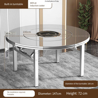 Hot Pot BBQ 360 °   Drehbarer Verdickter Klappbarer Runder Edelstahl-Tisch mit Drehplatte für Heim- und Restaurantgebrauch