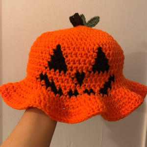 MADESHINE-Chapeau de pêcheur tricoté mignon et drô<span class=keywords><strong>le</strong></span> pour Halloween, citrouille orange, effrayant et fantôme - Product Image 2