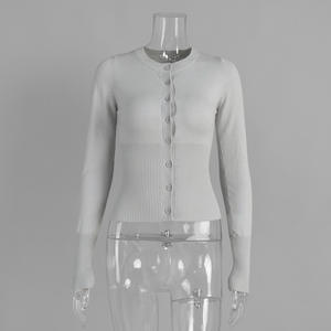 Nouveauté Pull en tricot pour femme sur mesure Cardigan à manches longues Slim Polyester Casual Respirant Bureau Été Blouse moulante - Product Image 5