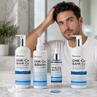 Kit de croissance capillaire OEM aux peptides de cuivre GHK-Cu, traitement du cuir chevelu en 4 étapes, ensemble de traitement anti-chute de cheveux pour la repousse des cheveux clairsemés, shampoing