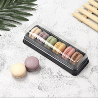 Boîte de pâtisserie en PVC de style personnalisé, longue et rectangulaire, pour macarons, biscuits et gâteaux de lune, emballage en plastique pour aliments
