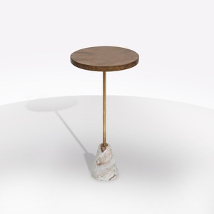 โต๊ะ NEITH, 35.5 x 69.5 ซม., สีทองและสีมะม่วง, พร้อมฐานหินอ่อน - Product Image 1