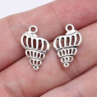 Pendentif spirale coquillage 20x12mm en alliage de zinc argent antique à 1 boucle pour collier thème plage et océan