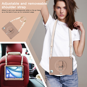 Cho <span class=keywords><strong>iPad</strong></span> không khí 11 2024 có thể điều chỉnh dây đeo tay xoay chân đế Silicone Tablet Bìa Trường hợp với vành đai vai - Product Image 5