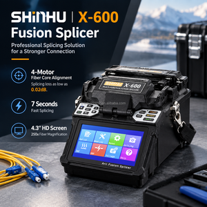 Soudeuse par fusion de fibres optiques X-600 à alignement de cœur à 4 moteurs, épissage rapide en 7s, batterie 5200 mAh, machine à souder les fibres optiques - Product Image 1