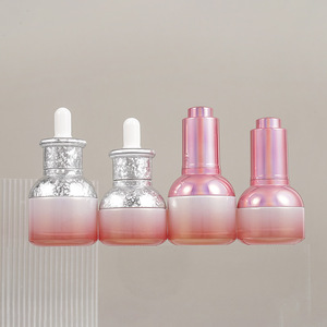 20ml 30ml màu hồng Chai nhỏ giọt chai màu trắng mờ với ống nhỏ giọt màu hồng mờ bao bì mỹ phẩm - Product Image 5